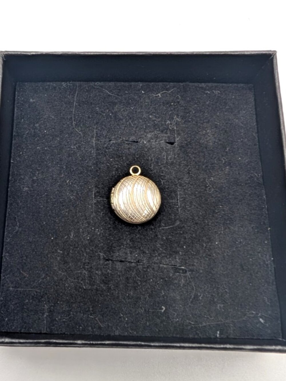 Tiny 1/2" Antique Vintage Locket Pendant Round Etched Front Unmarked Tarnish GUC